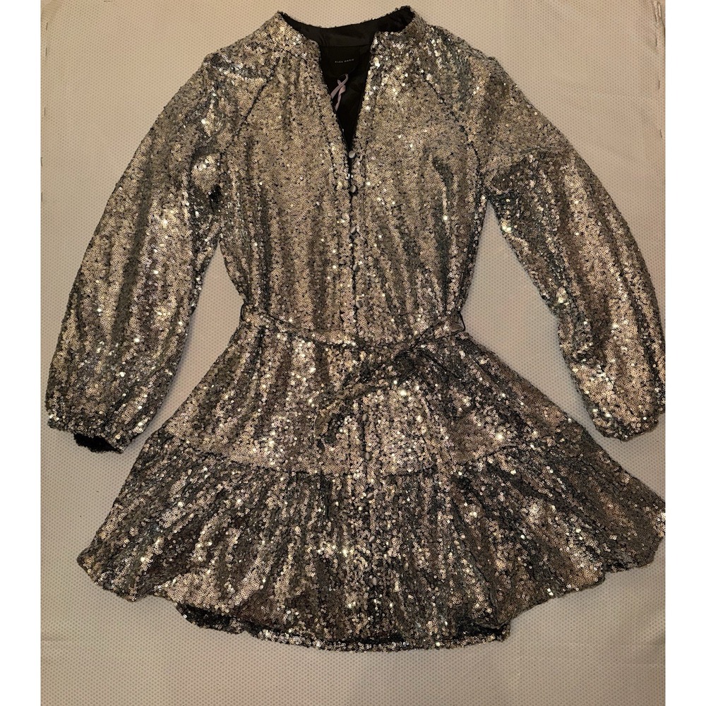 NWT Alex Marie‎ Sequin Dress Long Sleeve With Belt Size 4